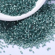 MIYUKI Delica Beads, Cylinder, Japanese Seed Beads, 11/0, (DB1870) Silk Inside Dyed Emerald AB, 1.3x1.6mm, Hole: 0.8mm, about 10000pcs/bag, 50g/bag(SEED-X0054-DB1870)