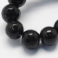 Natural Jade Bead Strands, Dyed, Faceted, Round, Black, 10mm, Hole: 1mm, 38pcs/strand, 14.5 inch(G-R166-10mm-14)