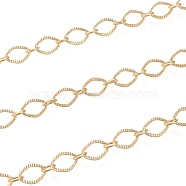 Brass Link Chains, Textured, with Spool, Long-Lasting Plated, Soldered, Real 18K Gold Plated, 8.5x6x0.7mm and 5x3.5x1mm, about 16.4 Feet(5m)/roll(CHC-M020-07G)