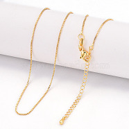 Brass Box Chain Necklaces for Women, Real 24K Gold Plated, 17.95 inch(456mm)(NJEW-G084-12G)