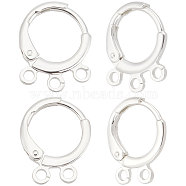 20Pcs 2 Style Brass Huggie Hoop Earring Findings, with Horizontal Loops, 925 Sterling Silver Plated, 14~14.5x11.5x1.8~2mm, Hole: 1.6mm, Pin: 0.9mm, 10Pcs/style(KK-BBC0007-55S)