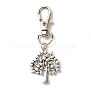 Tree of Life Tibetan Style Alloy Keychain, with Swivel Lobster Claw Clasps and Iron Open Jump Rings, Antique Silver, 60mm, Hole: 10.5x6.4mm(X-HJEW-JM00560-02)