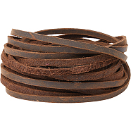 Flat Cowhide Leather Jewelry Cord, Jewelry DIY Making Material, Saddle Brown, 4x2mm(LC-GF0001-10B-03)