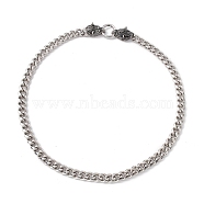304 Stainless Steel Curb Chains Necklace with Wolf Clasps for Men Women, Stainless Steel Color, 23.78 inch(60.4cm)(NJEW-E155-07P)