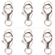 6PCS 925 Sterling Silver Lobster Claw Clasps, Platinum, 10x7x3mm, Hole: 2.5mm(STER-CN0001-23)