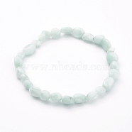 Natural Larimar Stretch Beaded Bracelets, Nuggets, Inner Diameter: 2-1/8~2-1/4 inch(5.5~5.8cm)(BJEW-JB05929-02)