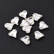 Glass Rhinestone Cabochons, Pointed Back & Silver Back Plated, Heart, Crystal, 8x8x3mm(GGLA-P002-09A-09)