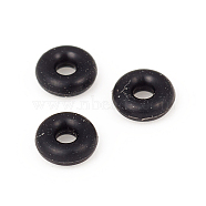 Rubber O Rings, Donut Spacer Beads, Fit European Clip Stopper Beads, Black, 3.5x1.5mm, 1.2mm Inner Diameter(X-KY-G011-02B)