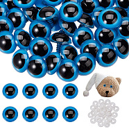Resin Doll Craft Eyes, Safety Eyes, with Plastic Spacer, for Toy DIY Accessories, Half Round, Dodger Blue, 24x22.5mm, 50 sets/box(DIY-GO0001-44B)