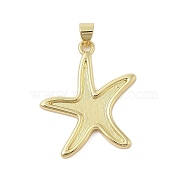 Starfish Rack Plating Brass Pendants, Long-Lasting Plated, Lead Free & Cadmium Free, Real 18K Gold Plated, 28x23x2.5mm, Hole: 3.5mm(KK-Z074-36G)