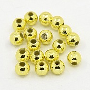 Plating Plastic Acrylic Round Beads, Golden Plated, 5mm, Hole: 1mm, about 7000pcs/pound(PACR-L003-5mm-G)