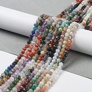 Natural & Synthetic Mixed Gemstone Beads Strands, Round Beads, Faceted, 4x4mm, Hole: 0.6mm, about 104~108pcs/strand, 15.35''~15.75''(39~40cm)(G-D080-A01-01)