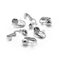 Iron Clip-on Earrings Findings, For Non-pierced Ears, with Loop, Platinum, 17x12.5x8mm, Hole: 1.6mm(IFIN-L032-01P)