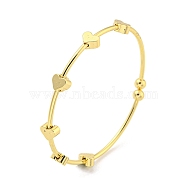 Heart Brass Bangles for Women, Real 18K Gold Plated, Inner Diameter: 2-1/8 inch(5.35cm)(BJEW-Z062-16G)