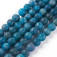 Natural Apatite Beads Strands, Frosted, Round, 8mm, Hole: 1mm, about 49pcs/strand, 15.5 inch(39.5cm)(G-F617-02-8mm)