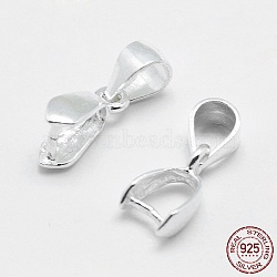 925 Sterling Silver Pendant Bails, Ice Pick & Pinch Bails, Silver, 3.5x4mm Inner Diameter, 9~10x5.5x3mm, Hole: 3.5x5mm, Pin: 0.8mm(STER-E050-10S)