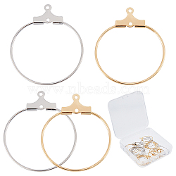 40Pcs 2 Color Brass Pendants, Hoop Earring Findings, 2-Loop Link Pendants, Ring, Platinum & Golden, 25x21.5x1mm, Hole: 1mm, 24.5x20.5x0.9mm, Hole: 1mm, 20pcs/color(KK-BBC0001-19)