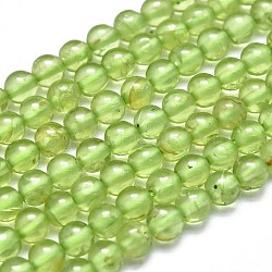 Natural Peridot Beads Strands, Round, 4~4.5mm, Hole: 0.5mm; about 102pcs/Strand, 15.35 inches(39cm)(G-K305-02-C)