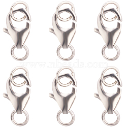 6PCS 925 Sterling Silver Lobster Claw Clasps, Platinum, 10x7x3mm, Hole: 2.5mm(STER-CN0001-23)