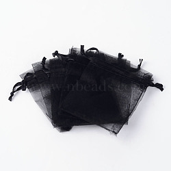Organza Gift Bags with Drawstring, Jewelry Pouches, Wedding Party Christmas Favor Gift Bags, Black, 40x30cm(OP-R016-30x40cm-18)