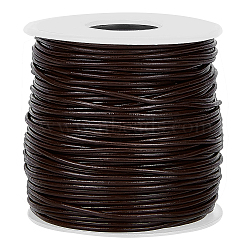 50 Yards Cowhide Leather Jewelry Cord, Jewelry DIY Making Material, with Spool, Coconut Brown, 1.5mm(WL-BC0001-03A)