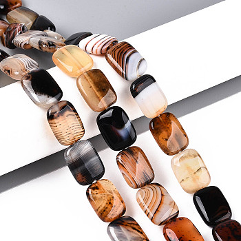Natural Agate Beads Strands, Dyed, Rectangle, Sienna, 17~19x13~14x5~6.5mm, Hole: 1mm, about 22pcs/strand, 15.55~15.75 inch(39.5~40cm)