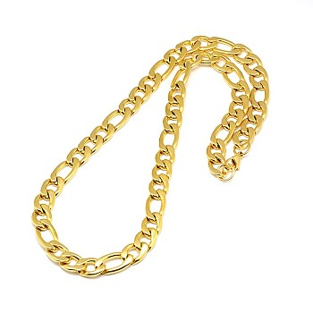 Fashionable 304 Stainless Steel Figaro Chain Necklaces for Men, with Lobster Claw Clasps, Golden, 24.02 inch(61cm)x12mm