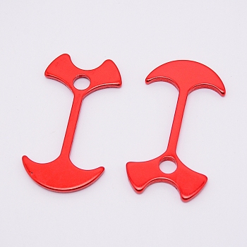 Aluminum Alloy Fishbone Tent Stakes Pegs, Lengthen Deck Nail, Anchor Stopper Guyline Tensioner, Camping Accessories, Red, 67x36x4mm, Hole: 7.5mm