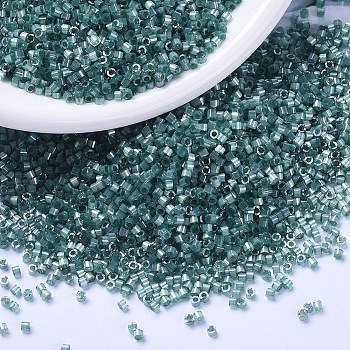 MIYUKI Delica Beads, Cylinder, Japanese Seed Beads, 11/0, (DB1870) Silk Inside Dyed Emerald AB, 1.3x1.6mm, Hole: 0.8mm, about 10000pcs/bag, 50g/bag