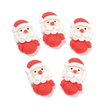 Resin Cabochons, Christmas Theme, Santa Claus, Red, 24x15.5x8.5mm