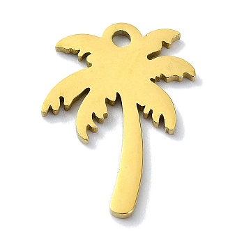 304 Stainless Steel Pendants, Laser Cut, Coconut Tree Charms, Golden, 17x12x1mm, Hole: 1mm