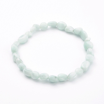 Natural Larimar Stretch Beaded Bracelets, Nuggets, Inner Diameter: 2-1/8~2-1/4 inch(5.5~5.8cm)