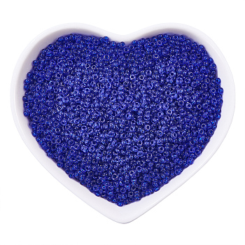 Ornaland 12/0 Transparent Glass Seed Beads, Grade A, Round, Midnight Blue, 2x1.5mm, Hole: 0.8mm, about 11200pcs/bag