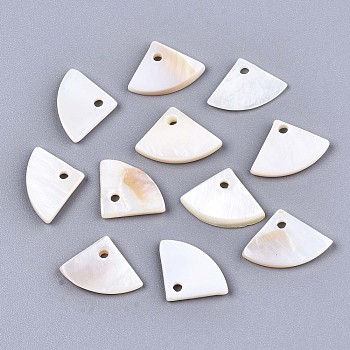 Natural Freshwater Shell Charms, Fan, Seashell Color, 10x14.5x2mm, Hole: 1.5mm
