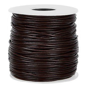 50 Yards Cowhide Leather Jewelry Cord, Jewelry DIY Making Material, with Spool, Coconut Brown, 1.5mm