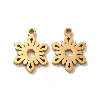 Ion Plating(IP) 304 Stainless Steel Charms, Christmas Snowflake, Golden, 13.5x10x1.4mm, Hole: 1.4mm