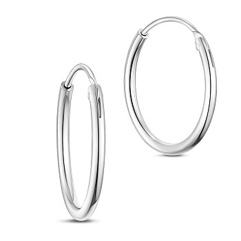 SHEGRACE 925 Sterling Silver Hoop Earrings, Silver, 17.5mm, inner diameter: 15mm