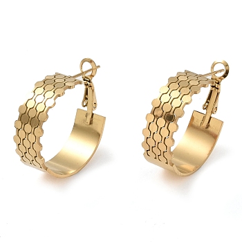 304 Stainless Steel Hoop Earrings, Jewely for Women, Golden, Round, 26x9mm