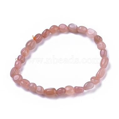 Bracelets extensibles en perles de pierre de soleil naturelle(BJEW-K213-35)-2