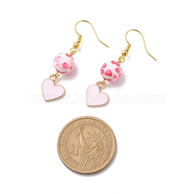 Alloy Enamel Heart with Resin Beaded Pendant Necklace Dangle Earrings(SJEW-JS01249)-8