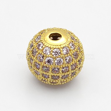 8mm Thistle Round Brass + Cubic Zirconia Beads