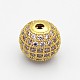 CZ Brass Micro Pave Grade AAA Thistle Color Cubic Zirconia Round Beads(KK-O065-8mm-04G-NR)-1