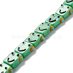 Handmade Lampwork Beads Strands, Robot Head, Medium Sea Green, 13.5~14x10~17x7~8mm, Hole: 1mm, about 20pcs/strand, 11.30 inch(28.7cm)(LAMP-D015-07G)