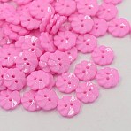Acrylic Buttons, 2-Hole, Dyed, Flower, Pink, 13x3mm, Hole: 2mm(BUTT-E007-A-02)