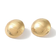 Texture Half Round 304 Stainless Steel Stud Earrings for Women, Real 18K Gold Plated, 25mm(EJEW-L283-048G)