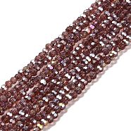Transparent Glass Beads, Faceted, Round, Sienna, 3.5x3mm, Hole: 1mm, about 168~169pcs/strand, 19.09''(48.5cm)(EGLA-A035-T3mm-B13)