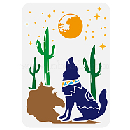 Plastic Drawing Painting Stencils Templates, for Painting on Scrapbook Fabric Tiles Floor Furniture Wood, Rectangle, Wolf, 29.7x21cm(DIY-WH0396-713)