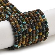 Natural HuBei Turquoise Beads Strands, Faceted, Round, 3mm, Hole: 0.8mm, about 112pcs/strand, 14.72''(37.4cm)(G-G140-A05-01)