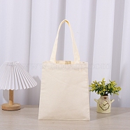 Canvas Bags with Handles, Rectangle Tote Bags, Bisque, 25x22cm(PW-WG67342-01)