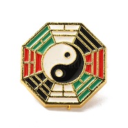 Eight-Diagram Tactics with Yin Yang Enamel Pin, Alloy Badge for Backpack Clothes, Octagon, 25x25x2mm(JEWB-K008-01G)